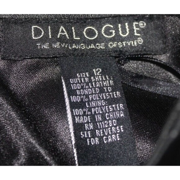 Dialogue Leather Skirt Straight Pecil Womens 12 Black Leather Washable Retro NWT - Picture 5 of 5